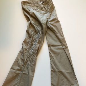 Lucky Brand Khaki Pants with Dragon Leg Embroidery